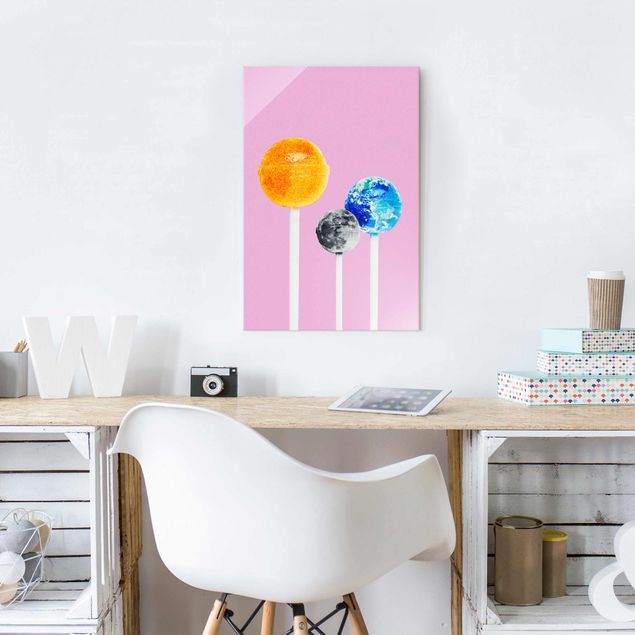 Glas Magnettafel Lollipops With Planets