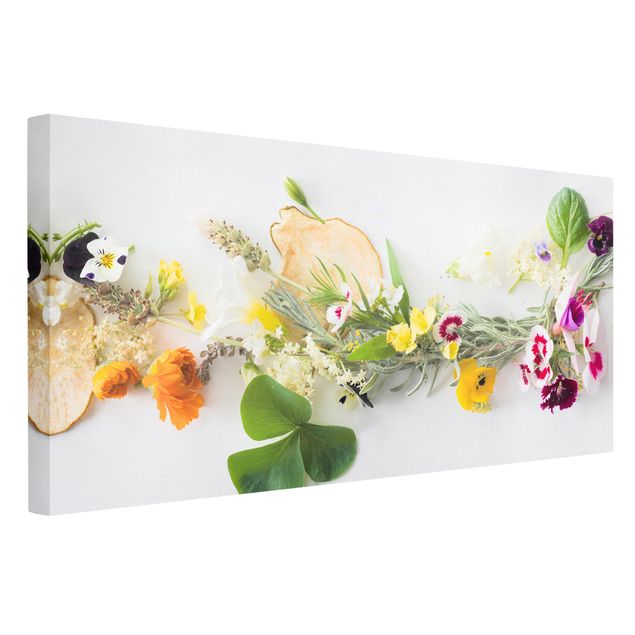 Print on canvas - Fresh Herbs With Edible Flowers