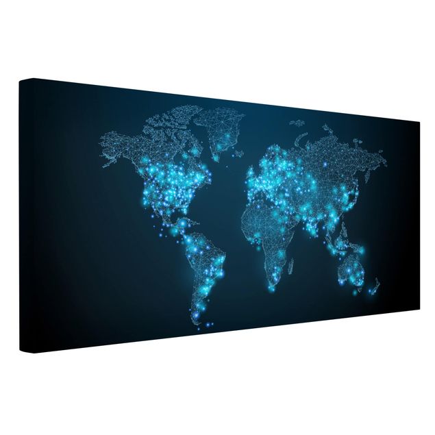 Print on canvas - Connected World World Map