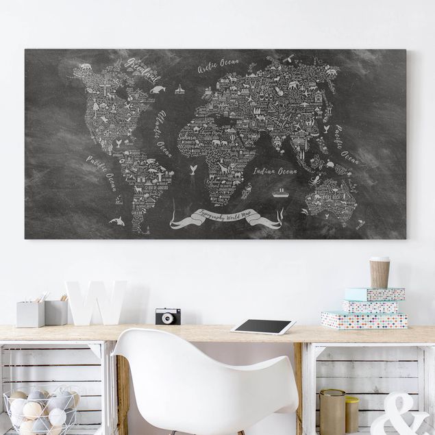 Print on canvas - Chalk Typography World Map