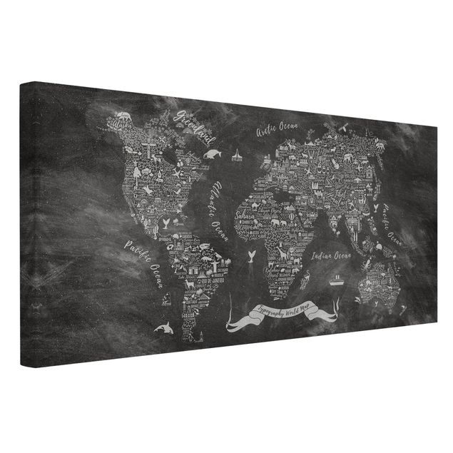 Print on canvas - Chalk Typography World Map