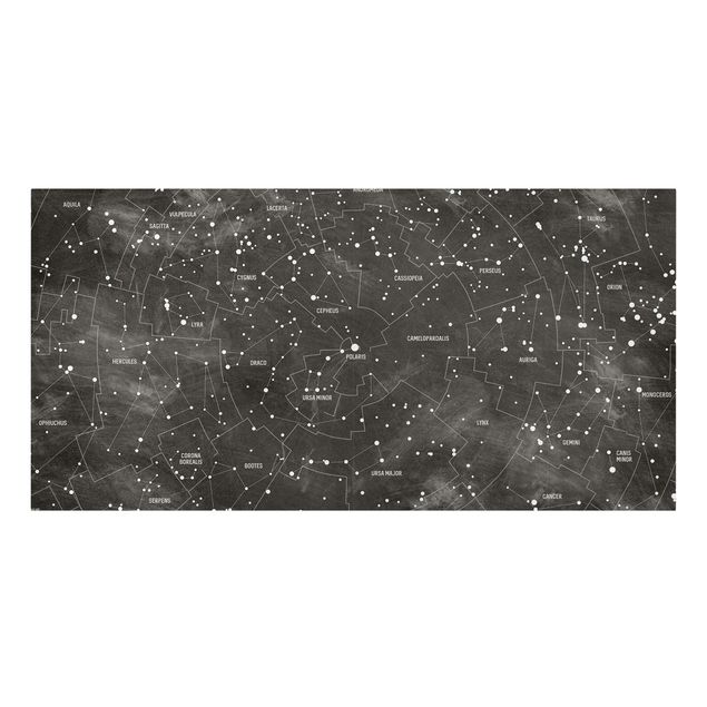 Print on canvas - Map Of Constellations Blackboard Look