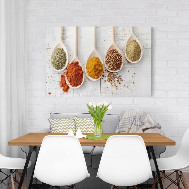 Print on canvas - Wooden Spoon With Spices