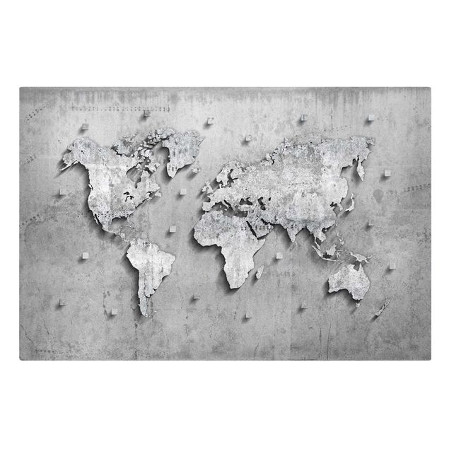 Print on canvas - Concrete World Map