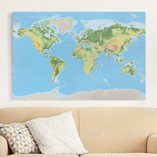 Print on canvas - Physical World Map