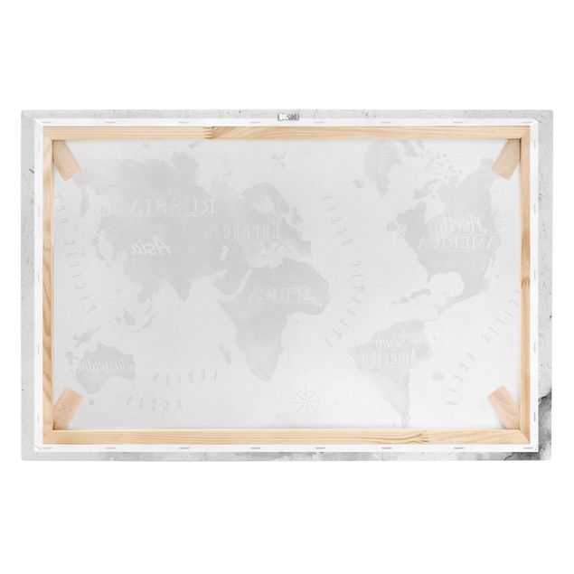Print on canvas - World Map Watercolour Black