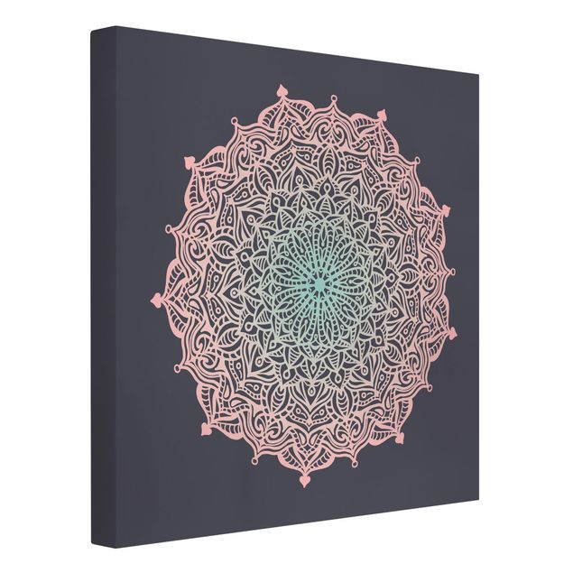 Print on canvas - Mandala Ornament In Rose And Blue