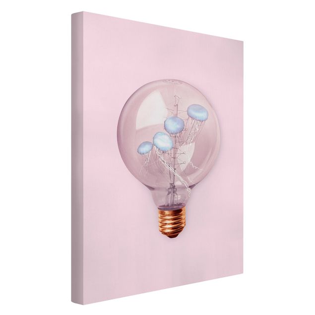 Print on canvas - Light Bulb With Jellyfish