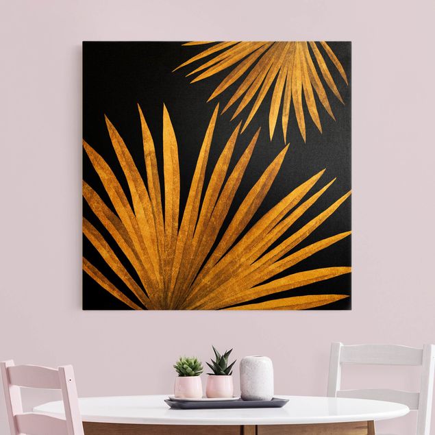 Canvas print gold - Gold - Palm Leaf On Black