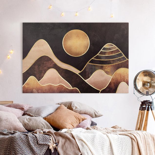 Canvas print - Golden Sun Abstract Mountains