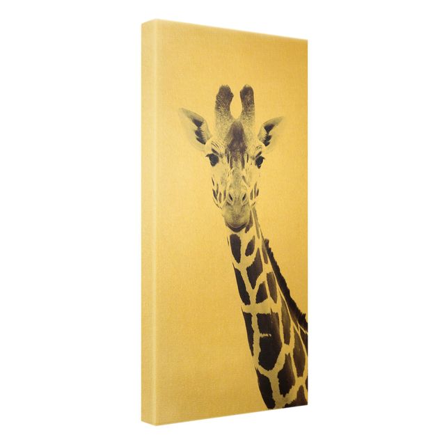 Canvas print gold - Giraffe Portrait In Black And White