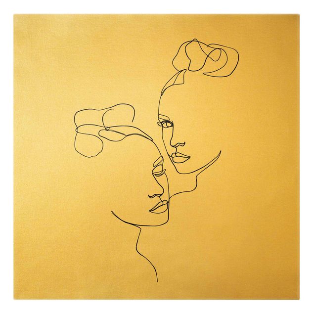 Canvas print gold - Line Art Faces Women Black And White