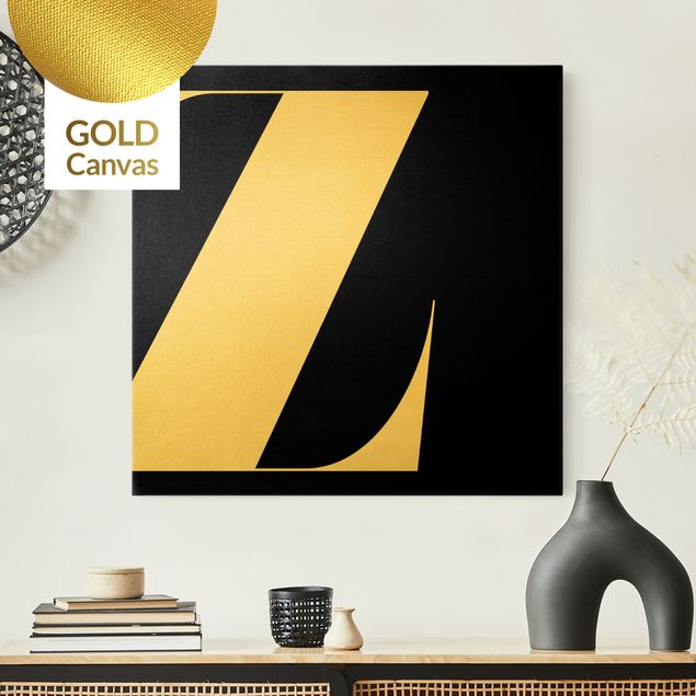 Canvas print gold - Antiqua Letter Z Black