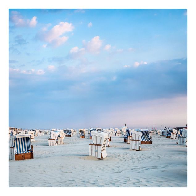 Print on canvas - Beach Chairs On The North Sea Beach