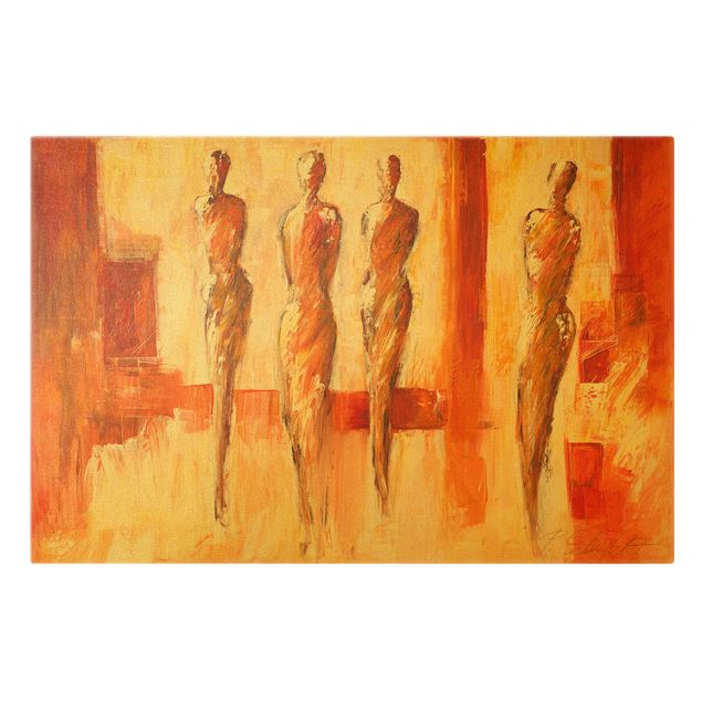 Canvas print gold - Four Figures In Orange