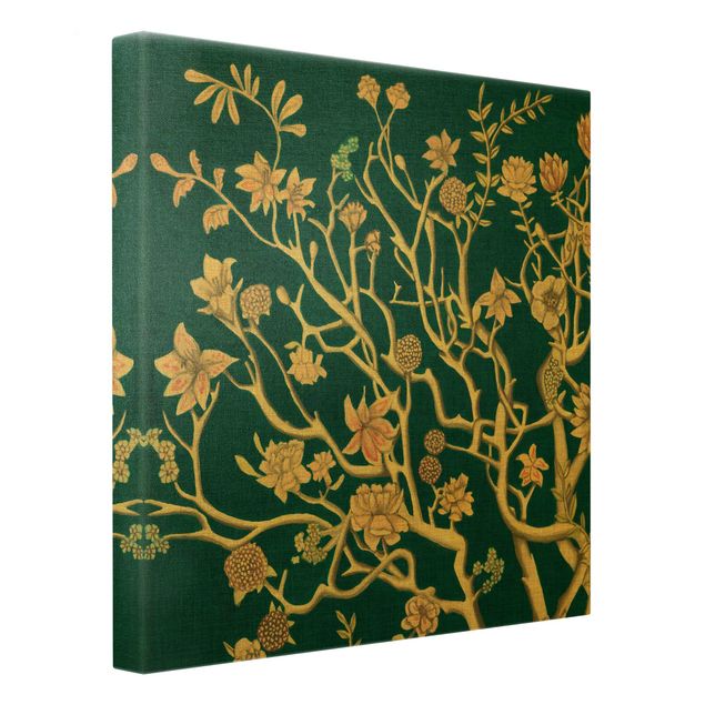 Canvas print gold - Chinoiserie Flowers At Night I