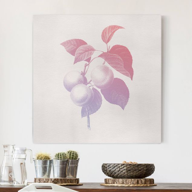 Print on canvas - Modern Vintage Botanik Peach Light Pink Violet