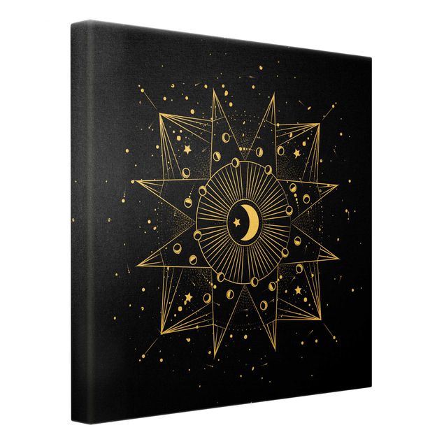 Canvas print gold - Astrology Moon Magic Black