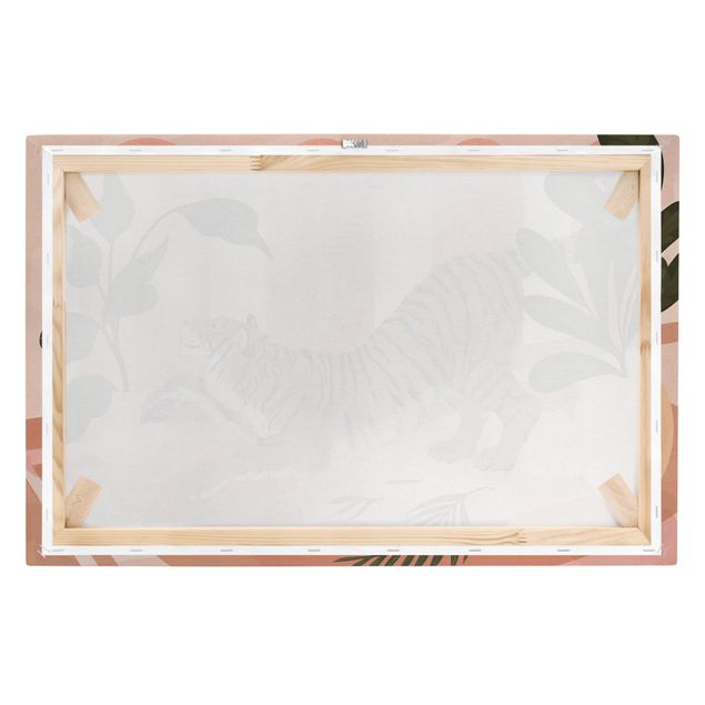 Canvas print - Illustration Tiger In Pastel Pink Painting