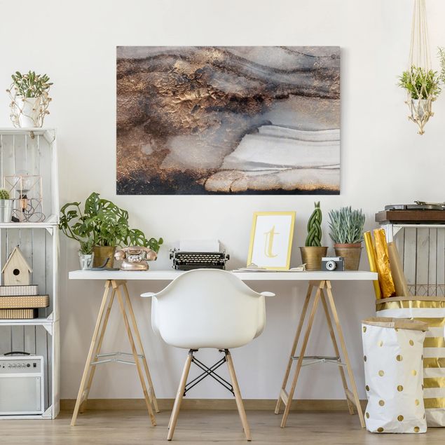 Canvas print - Golden Marble Painted