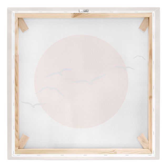 Print on canvas - Flock Of Birds In Front Of Red Sun I
