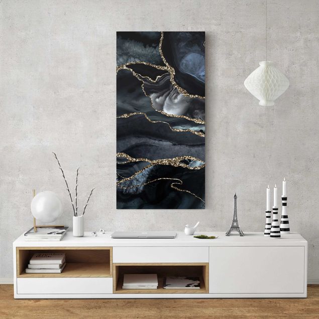 Print on canvas - Black With Glitter Gold