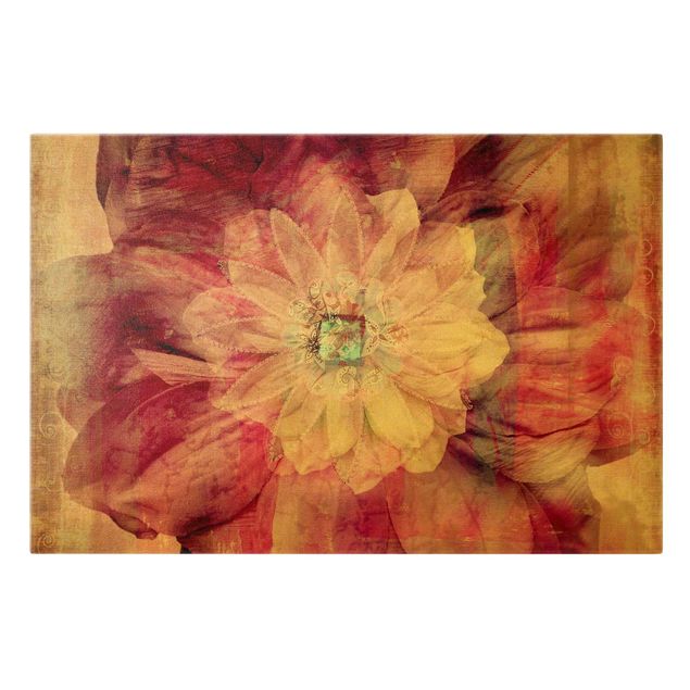 Canvas print gold - Grunge Flower