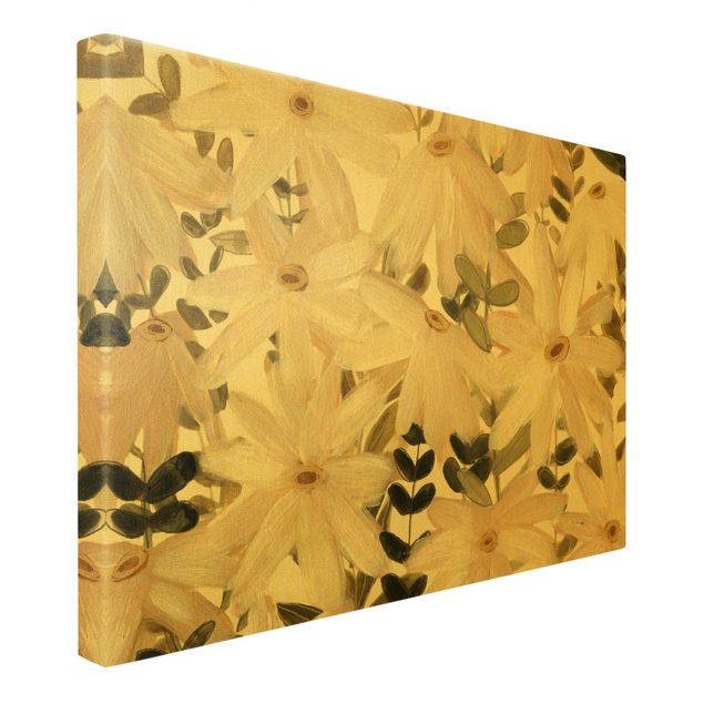 Canvas print gold - A Field Of Diasies White Gold