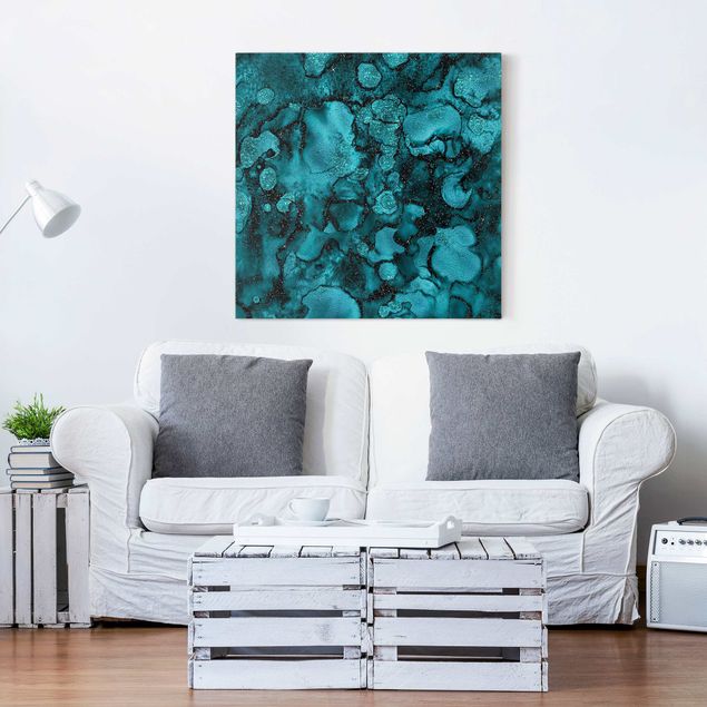 Print on canvas - Turquoise Drop With Glitter