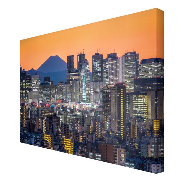 Print on canvas - Tokyo With Mt. Fuji At Dusk