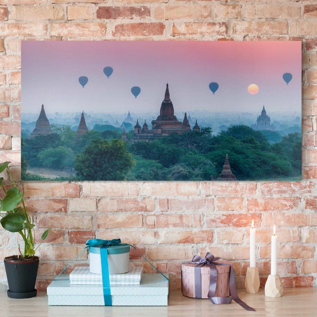 Print on canvas - Hot-Air Balloon Above Temple Complex