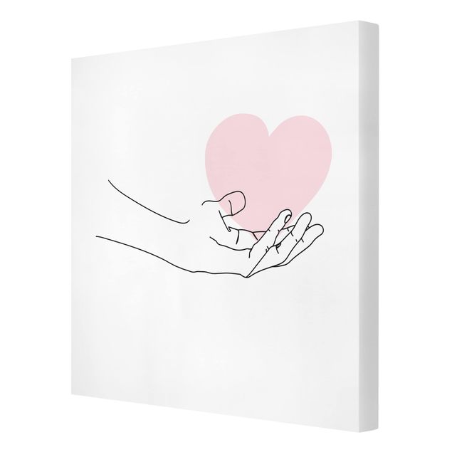 Canvas print - Hand With Heart Line Art