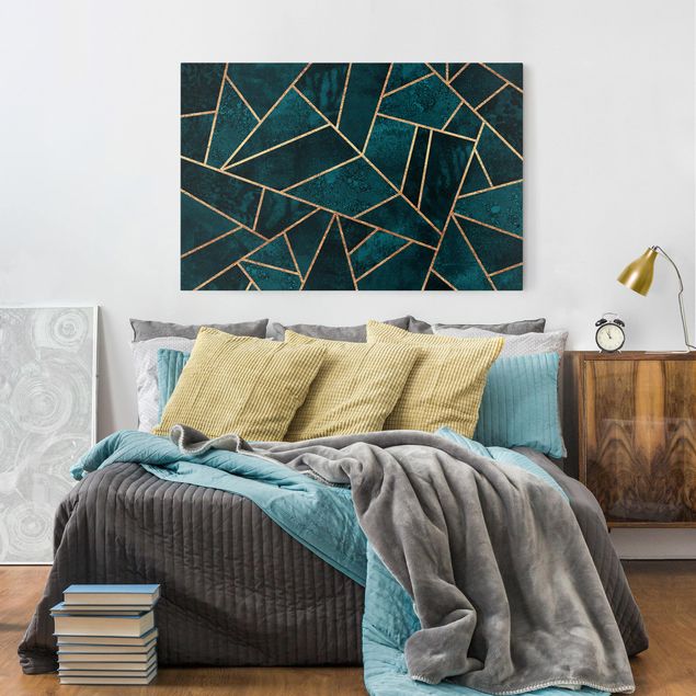 Canvas print - Dark Turquoise With Gold