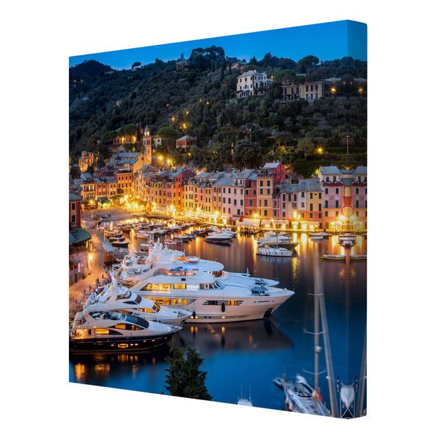 Print on canvas - Night Time In The Harbour Of Portofino