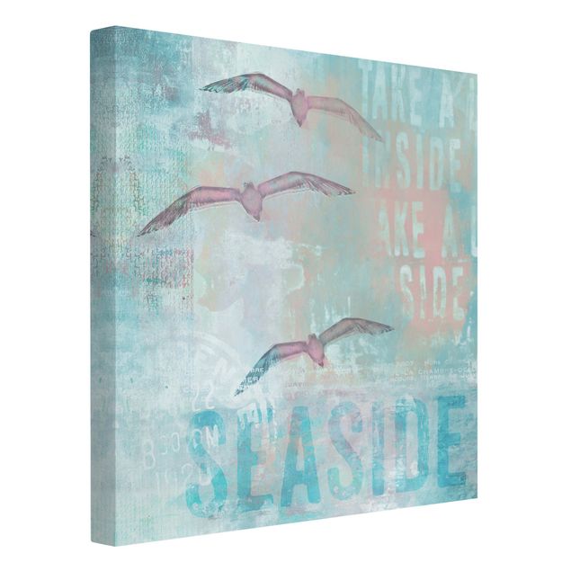 Print on canvas - Shabby Chic Collage - Seagulls