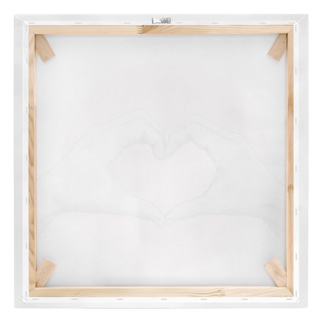 Canvas print - Illustration Heart Hands Circle Pink White