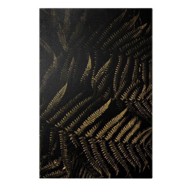Canvas print gold - Black And White Botany Fern