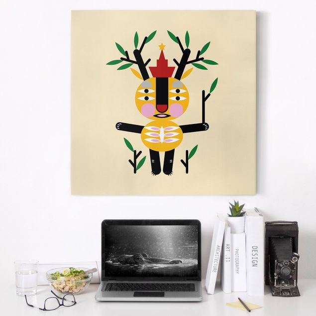Print on canvas - Collage Ethno Monster - Deer