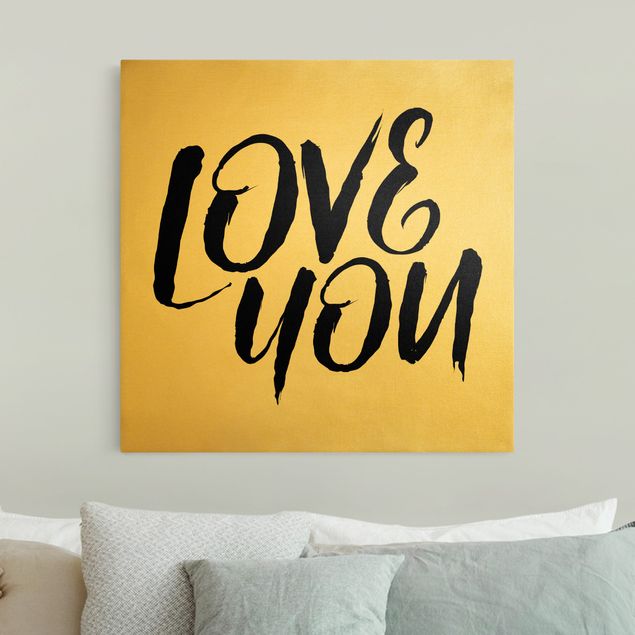 Canvas print gold - Love You
