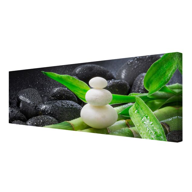 Print on canvas - White Stones On Bamboo