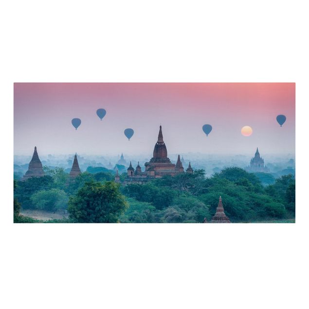 Print on canvas - Hot-Air Balloon Above Temple Complex