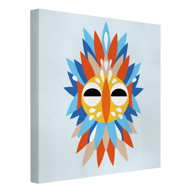 Print on canvas - Collage Ethnic Mask - Parrot