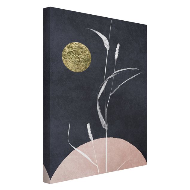 Print on canvas - Golden Moon With Reed