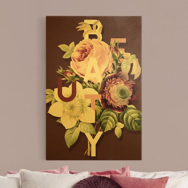 Canvas print gold - Floral Typography - Beauty