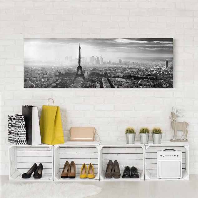 Print on canvas - The Eiffel Tower From Above Black And White