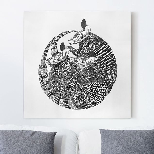 Canvas print - Illustration Armadillos Black And White Pattern