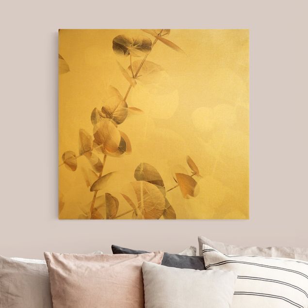 Canvas print gold - Golden Eucalyptus With White I