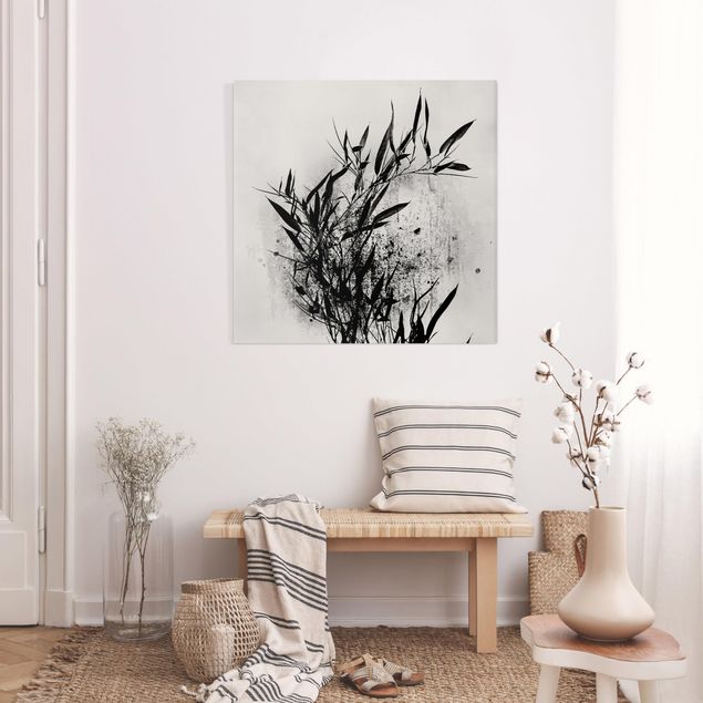 Print on canvas - Graphical Plant World - Black Bamboo