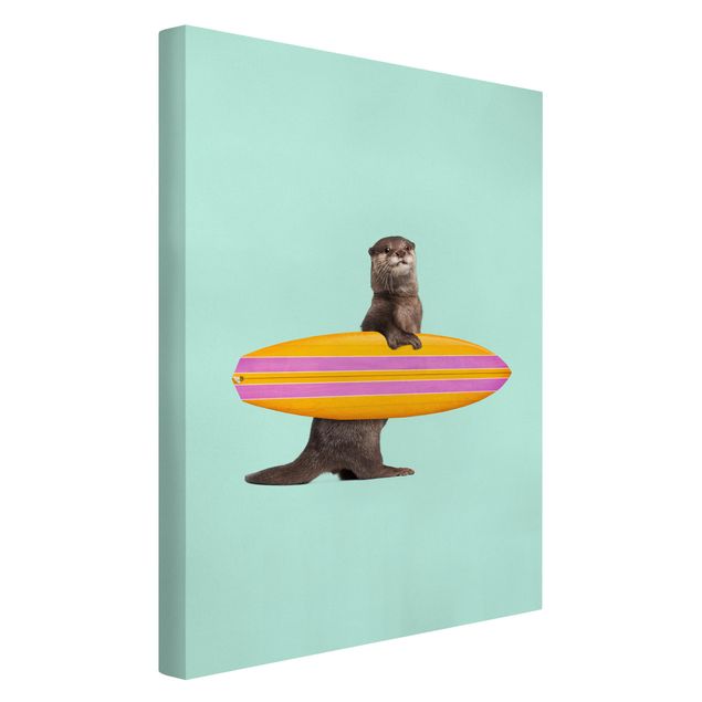 Canvas print - Otter With Surfboard