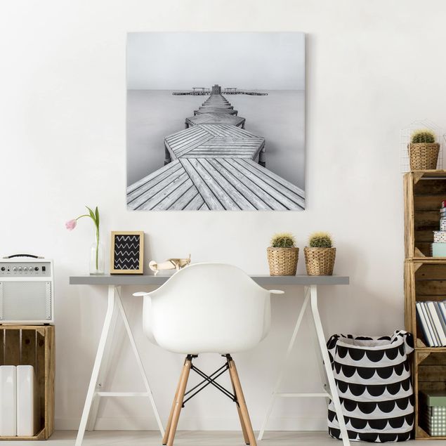 Print on canvas - Wooden Pier In Black And White